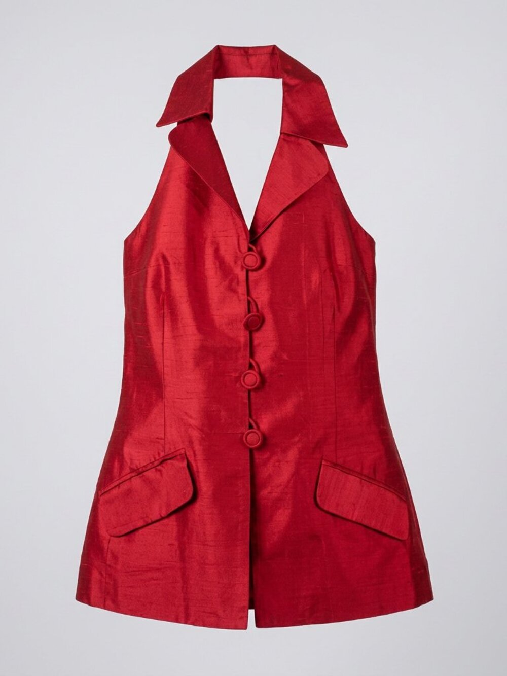 Ann Taylor Fuchia Silk Halter Top, Size 4P